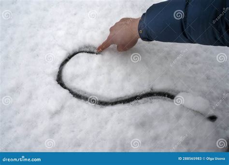 Hand Drawing Heart Shape on Snow Stock Image - Image of merry, heart ...