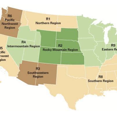 U.S. Forest Service region locations (USDA 2017) | Download Scientific Diagram