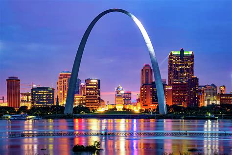 Saint Louis Skyline and Arch Over The Mississippi River Photograph by Gregory Ballos - Pixels