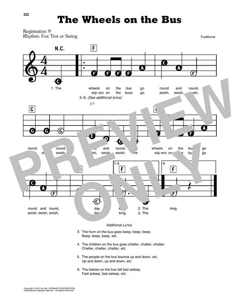 The Wheels On The Bus Sheet Music | Traditional | E-Z Play Today