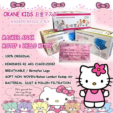 Jual MASKER ANAK MEDIS 3 PLY MERK OKANE - HELLO KITTY | Shopee Indonesia