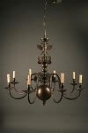 Antique Dutch eight arm cast bronze chandelier