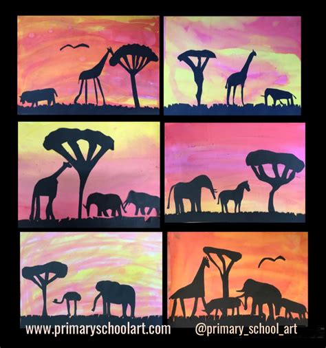 African Savanna Animal Silhouettes ~ Year 3-4 art lesson – Primary School Art