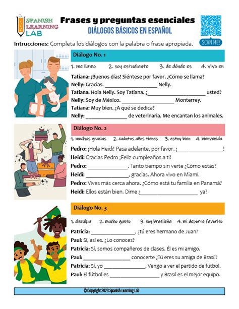 Essential Phrases and Questions in Spanish - Dialogues in PDF - Spanish Learning Lab