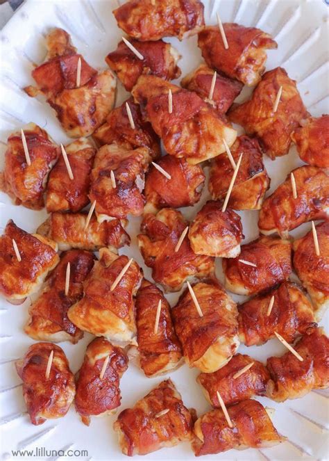 Barbecue Bacon and Chicken Bites - simple, quick delicious chicken smothered in barbecue sauce ...