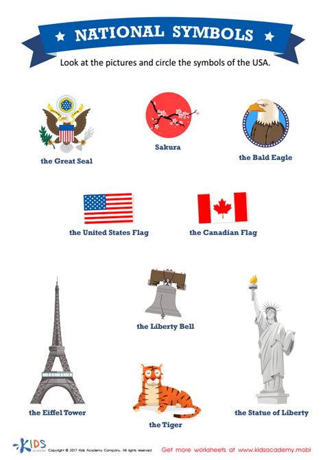 National Symbols Printable: Free USA Social Studies Worksheet for Kids