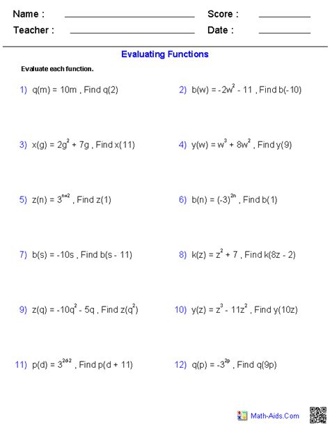 Function Notation Evaluating Functions Worksheet Answers – Askworksheet