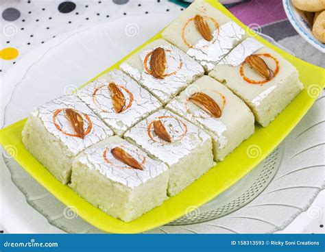 Indian Sweet Food Badam Barfi Stock Image - Image of barfee, diwali ...