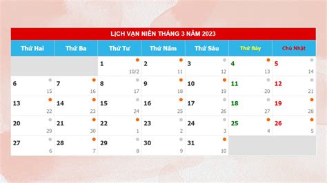 Tháng 3 có bao nhiêu ngày? Xem lịch âm dương tháng 03/2023