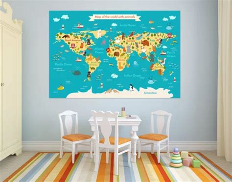 3D NORTH AMERICA B281 World Map Wall Stickers Vinyl Wallpaper Murals Amy £35.99 - PicClick UK