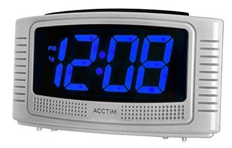 Acctim 14727 Vian Silver Mains Powered Alarm Clock with Blue LED ...