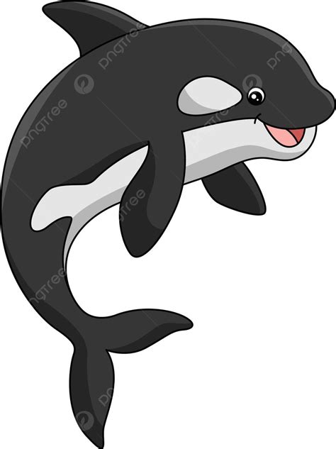 Killer Whale Cartoon Colored Clipart Illustration Leaping Cetacean Colored Vector, Leaping ...