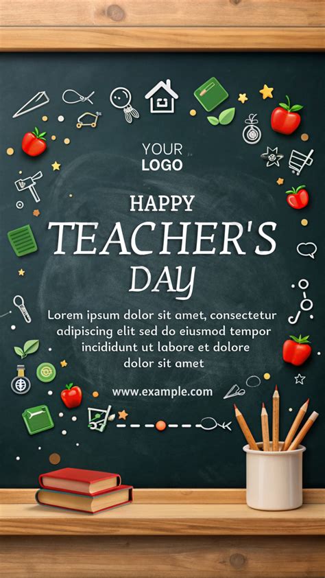 A Poster For Teachers Day With A Green Chalkboard Background | PSD Free ...