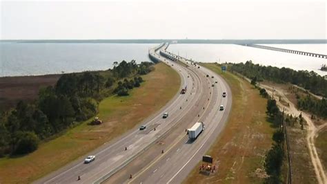 Drone view of Escambia Bay Bridge construction | WEAR