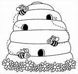 Bee Hive Beehive Coloring Behind Template Clipart Honeycomb Printable  sketch template