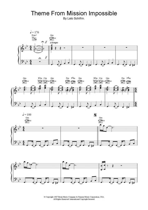 Mission Impossible Theme Piano Sheet Music