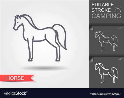 Horse outline icon with editable Royalty Free Vector Image