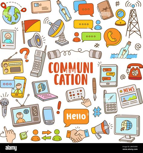 Set of communication vector cartoon illustration elements. Various ...