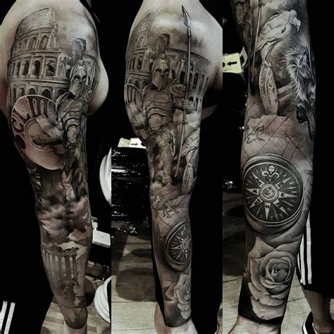 Pin on Tattoos | Warrior tattoo sleeve, Leg sleeve tattoo, Roman tattoo