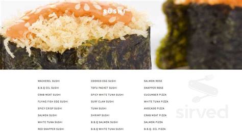 Sushi 168 menus in London, Ontario, Canada