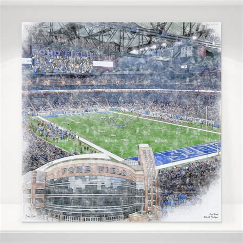 Ford Field Football Stadium Print, Detroit Lions Football