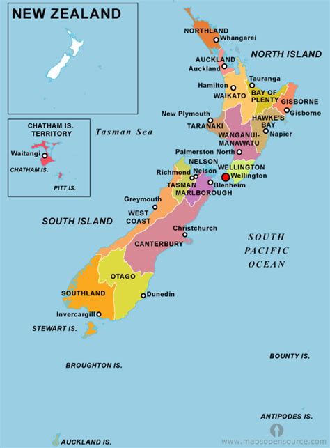 Free New Zealand Regions Map | Regions map of New Zealand | New Zealand Country Regions Map open ...