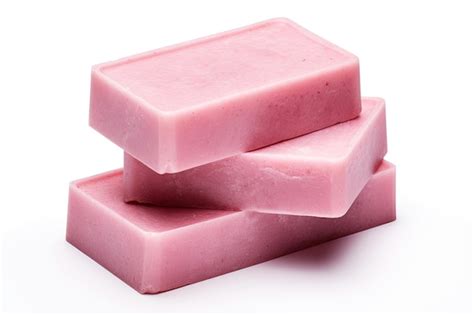 Premium AI Image | Isolated pink soap bar on white background