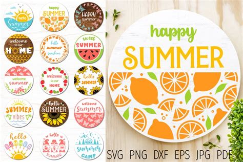 Summer round sign svg bundle, summer welcome sign