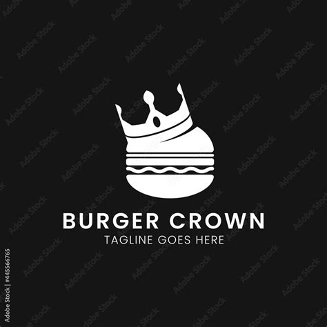 Burger with crown logo. Hamburger restaurant design, flat design, Big ...