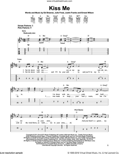 Kiss Me sheet music for guitar solo (easy tablature) (PDF)