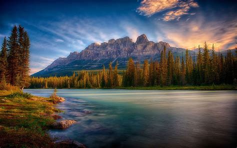 Landscape photo of body of water and trees, nature, mist, mountains ...