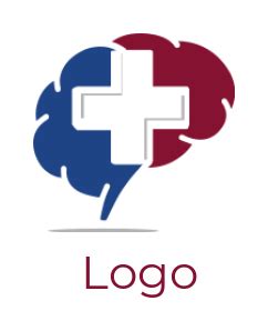 Make a medical logo of Mental health cross and brain | Logo Template by ...