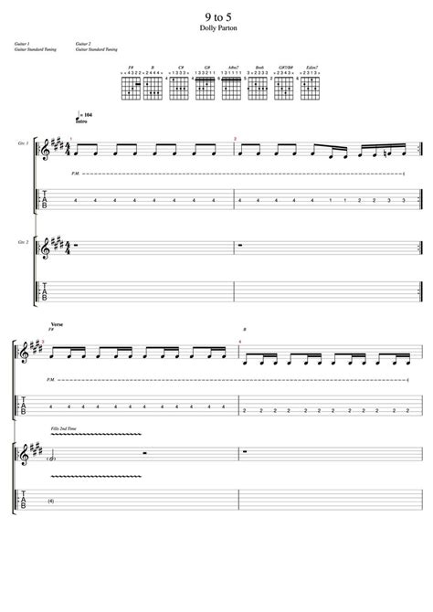 9 to 5 Tab & Chords - Dolly Parton | PaidTabs.com