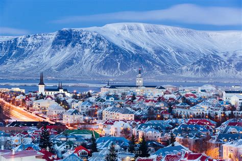 Iceland, Reykjavik, elevated view over the Churches and cityscape of Reykjavik by Gavin Hellier ...