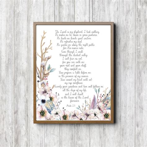 Psalm 23 Scripture Printable Wall Art Rustic Bible Verse | Etsy