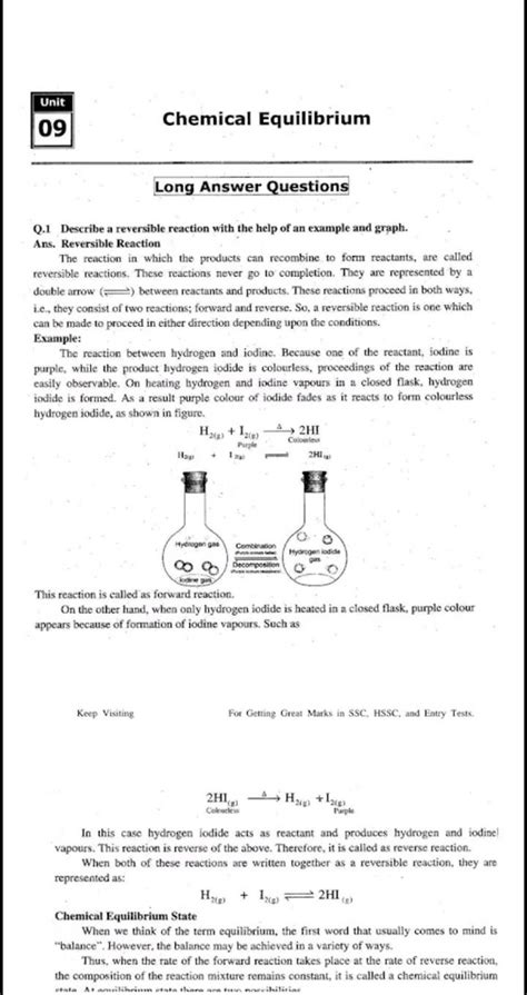 Q.1 Describe a reversible reaction with the help of an example and graph...