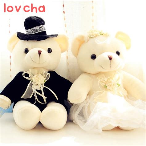 2pcs/pair 20cm Couple Bear Wedding Teddy Bear Plush Toys Wedding Gift ...