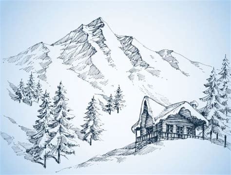 Easy How To Draw Snowy Mountains - Mundodop