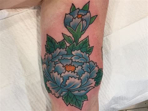 Japanese Tattoo Blue Peony – Joe Haasch Tattoo