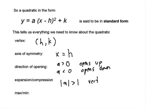 Equation of a Quadratic Function in Standard Form - YouTube