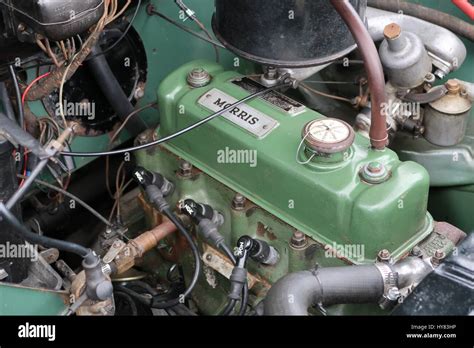 Engine bay and engine of a restored Morris Minor Stock Photo - Alamy