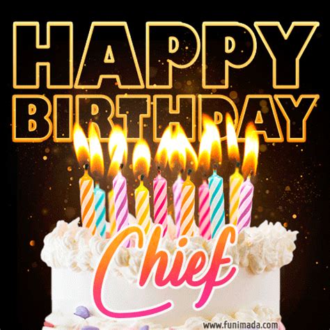 Chief - Animated Happy Birthday Cake GIF for WhatsApp | Funimada.com