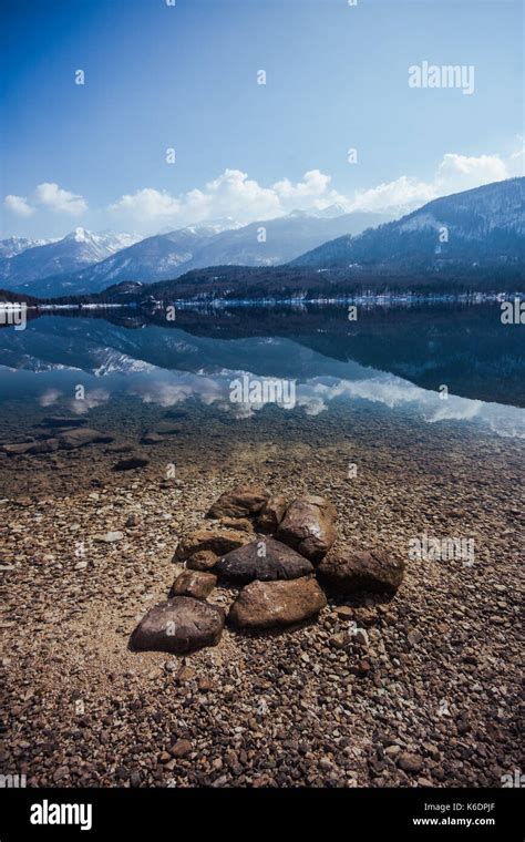 Bohinj lake in winter Stock Photo - Alamy