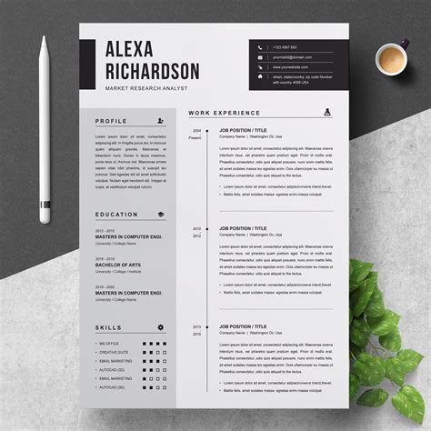 Two Pages Modern and Professional CV / Resume Template With Cover ...