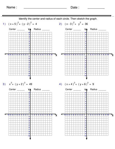 Graphing Equation of a Circle - Circle Worksheets | Made By Teachers