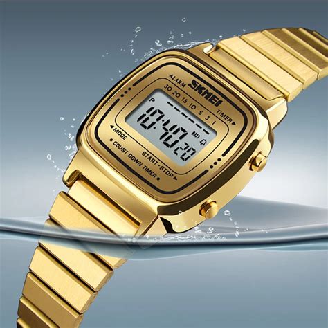 Women Watches Top Luxury Brand Girls Gold Stainless Steel Digital Wrist Watch relogio feminino ...