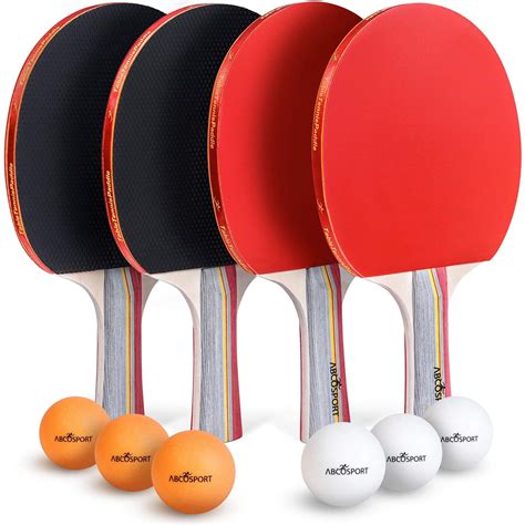 Abco Tech Ping Pong Paddle Set Table Tennis Set 4 Premium Rackets 6 Balls Rubber - Walmart.com