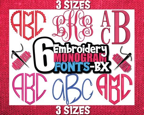 Embroidery Monogram Fonts Bx BX Embroidery Fonts Bundle - Etsy