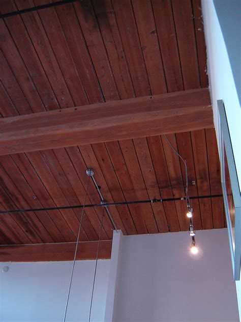 Ceiling in the Kitchen | The huge beams & track lighting in … | Flickr