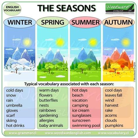 Woodward English on Instagram: “NEW CHART: Vocabulary associated with SEASONS in English ...